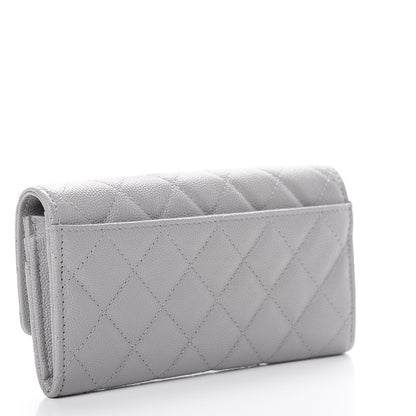 Chanel Caviar Quilted Large Golden Class Gusset Flap Wallet Grey 2 of 9