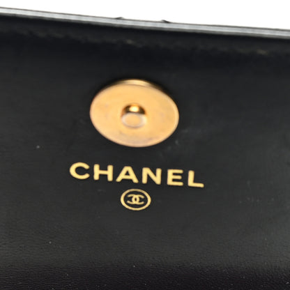 Chanel Lambskin Enamel Quilted Pending CC Card Holder On Chain Black 5 of 9