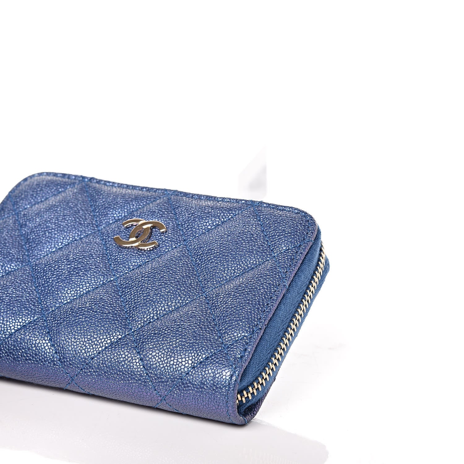 Chanel Iridescent Caviar Quilted Zip Coin Purse Blue 6 of 10