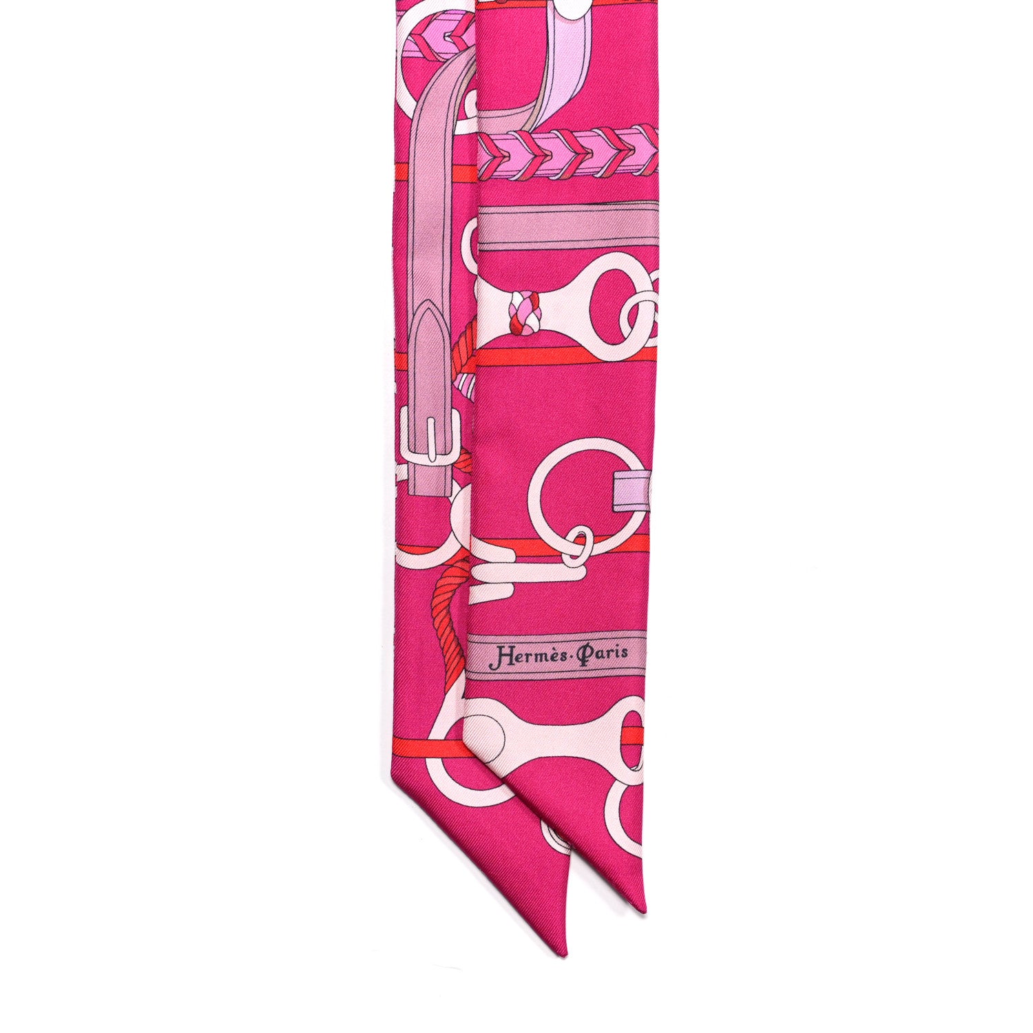 Hermes Silk Panoplie Equestre Twilly Fuchsia Rose Rouge 2 of 4