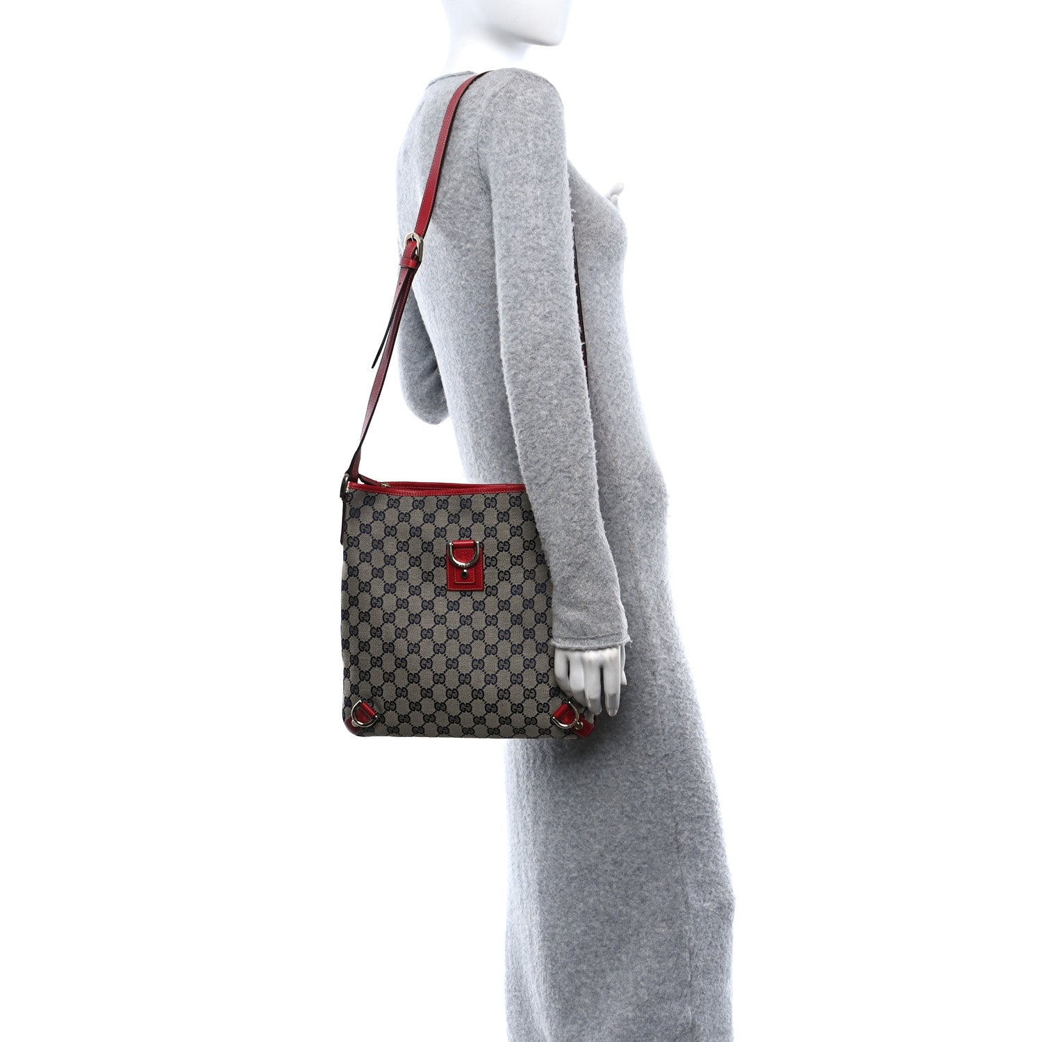 Gucci Monogram Abbey Messenger Bag Navy Red 2 of 10