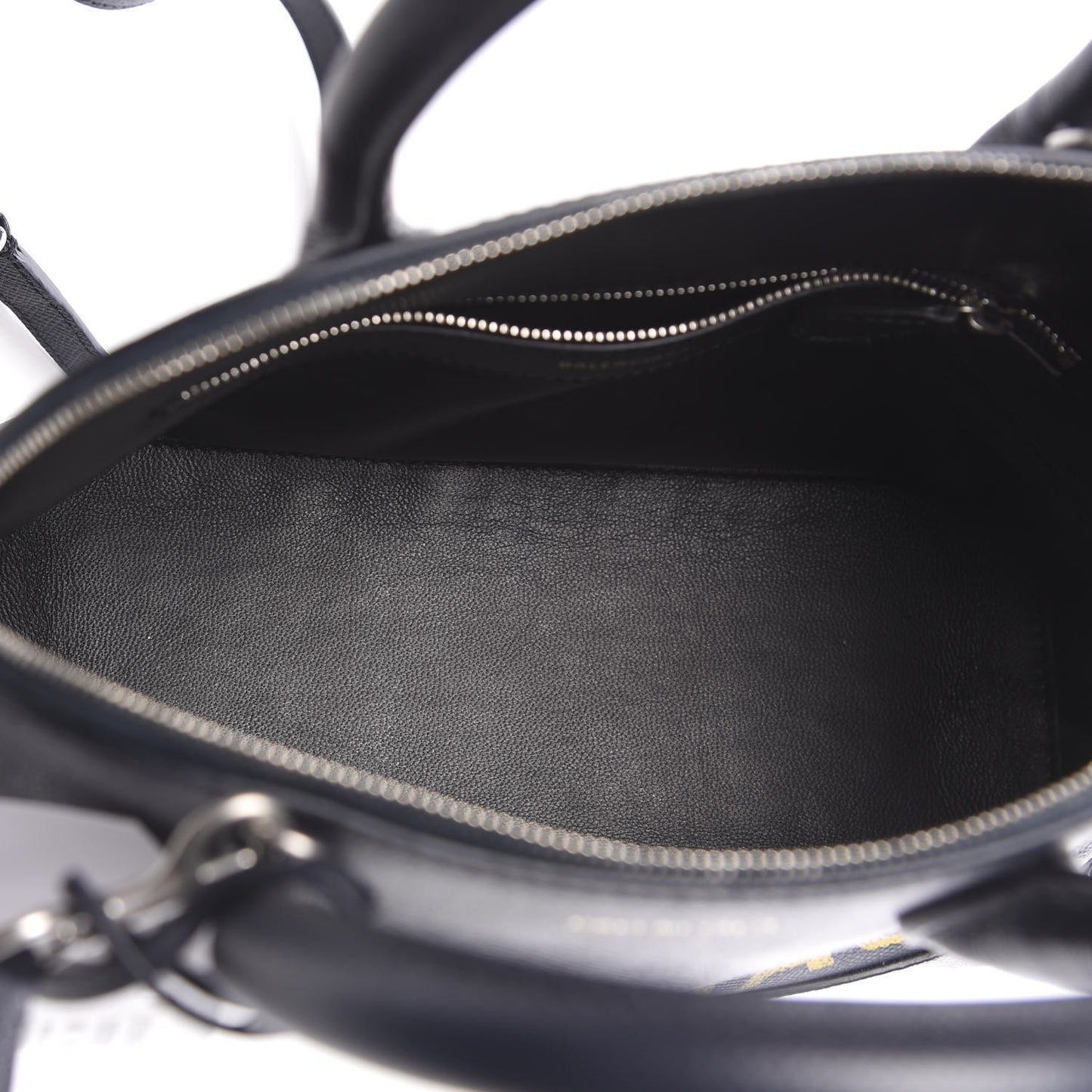 Signature Grained Calfskin Logo S Ville Top Handle Bag Bleu Tempete Jaune