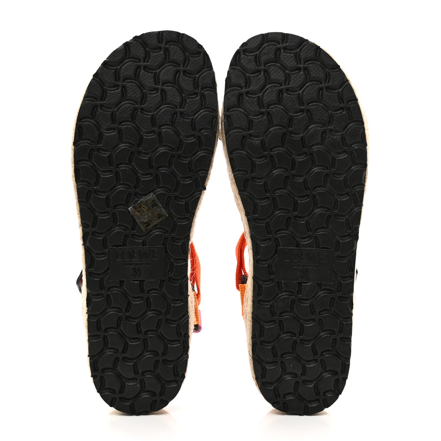 Raffia Paula's Ibiza Strappy Espadrille Sandals 38 Orange Multicolor