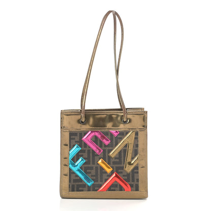 Fendi Metallic Calfskin Zucca Spalmati Shopping Tote Tobacco 3 of 17