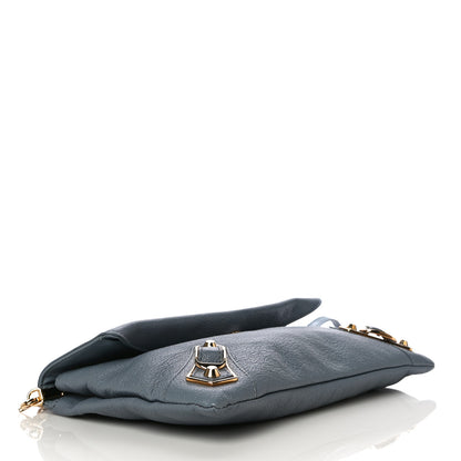 Balenciaga Chevre Gold Metallic Edge Hardware Envelope Clutch Bleu Acier 4 of 9