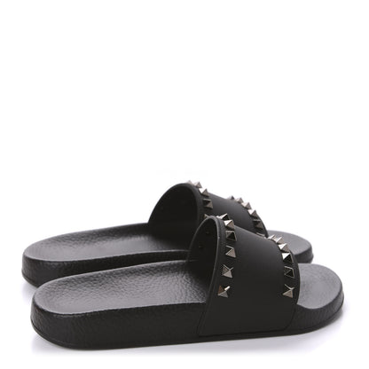 Valentino Garavani Rubber Rockstud Slide Sandals 36 Black 4 of 9
