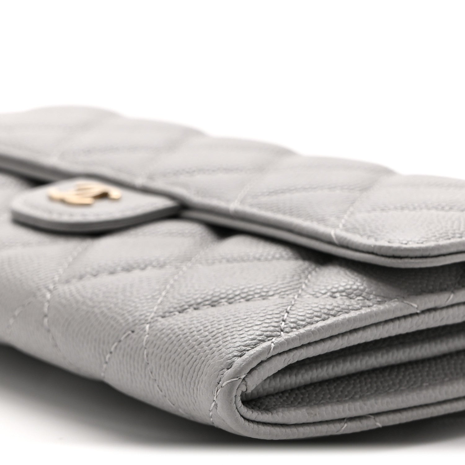 Chanel Caviar Quilted Large Gusset Flap Wallet Grey 11 of 11