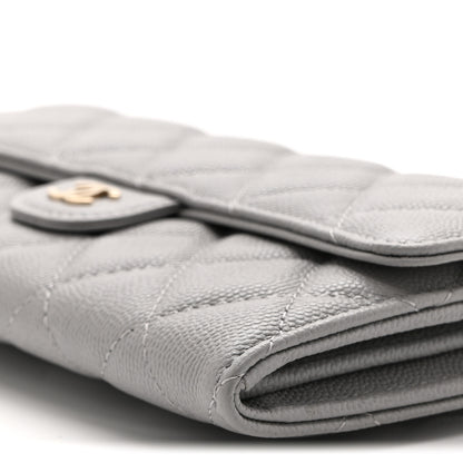 Chanel Caviar Quilted Large Gusset Flap Wallet Grey 11 of 11
