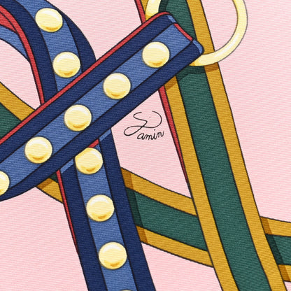 Hermes Silk Grand Tralala 90 Rose Poudre Vert 4 of 6