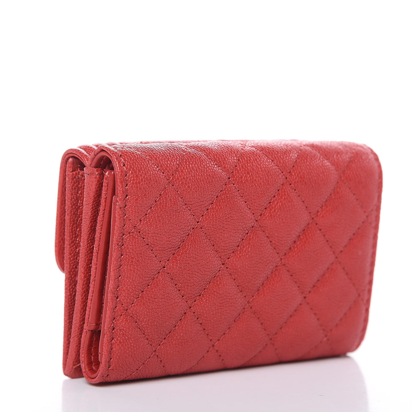 Caviar Quilted Small Boy Flap Wallet Red