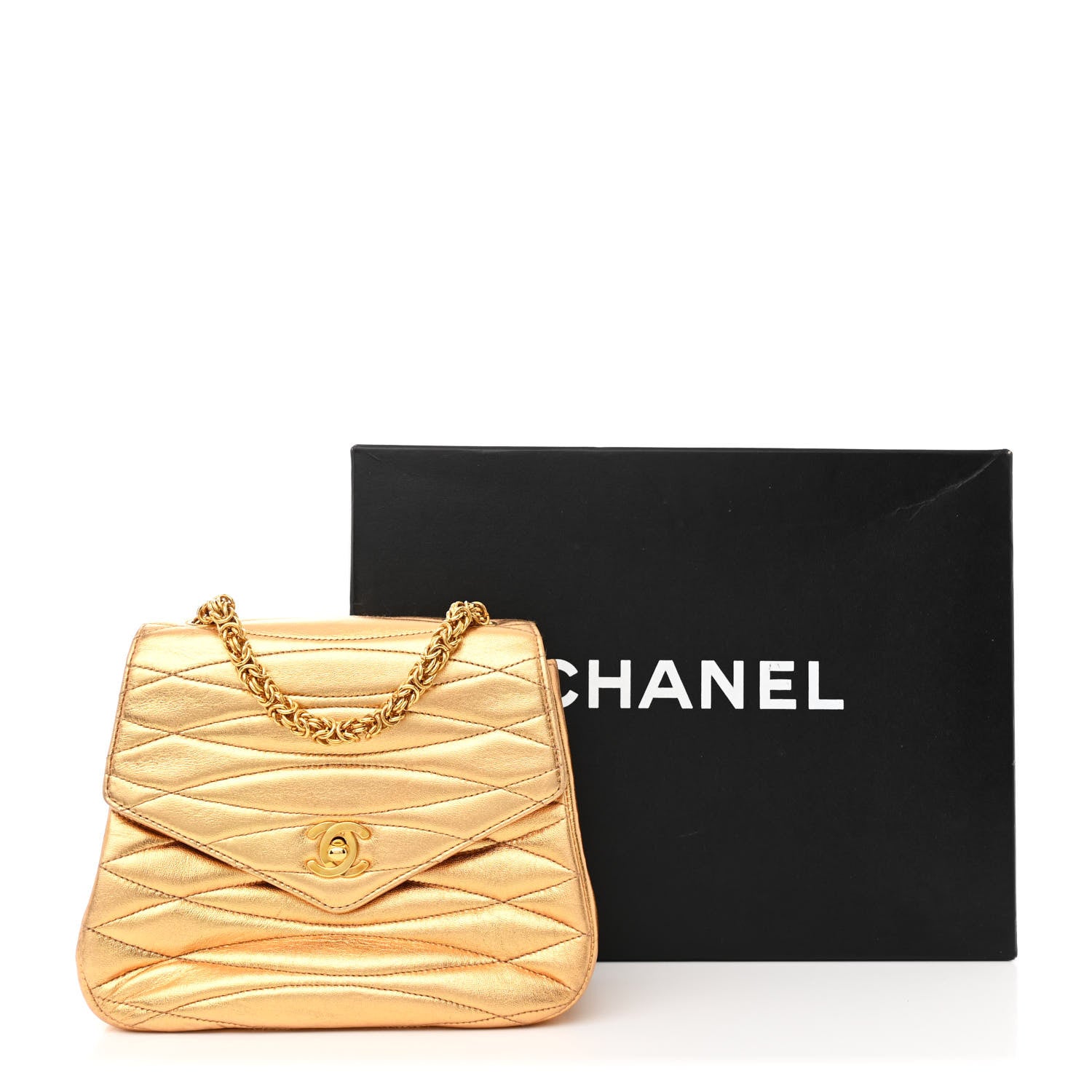 Chanel Metallic Lambskin Quilted Envelope Single Flap Gold 12 of 12