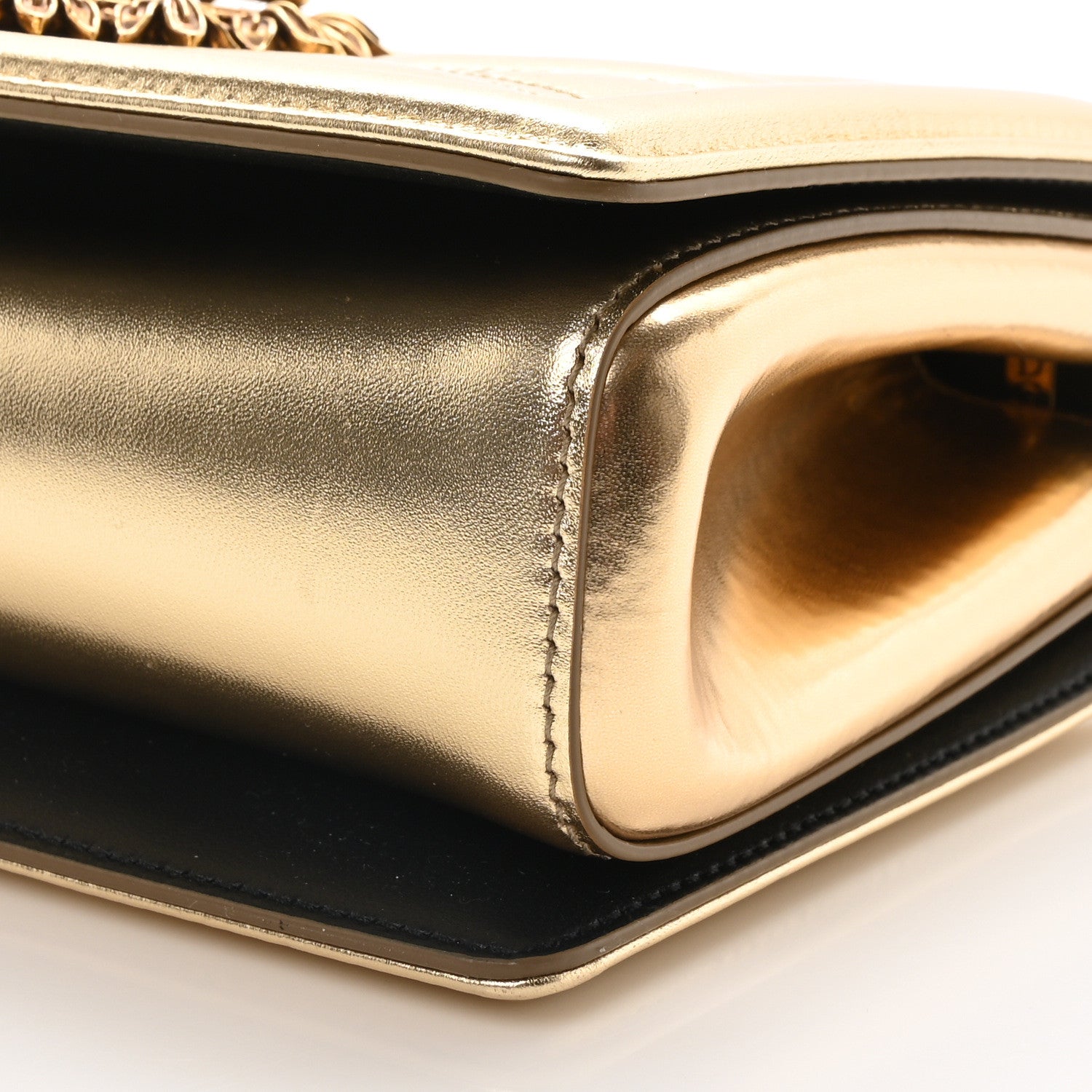 Dolce & Gabbana Metallic Nappa Quilted Medium Devotion Crossbody Bag Gold 9 of 10