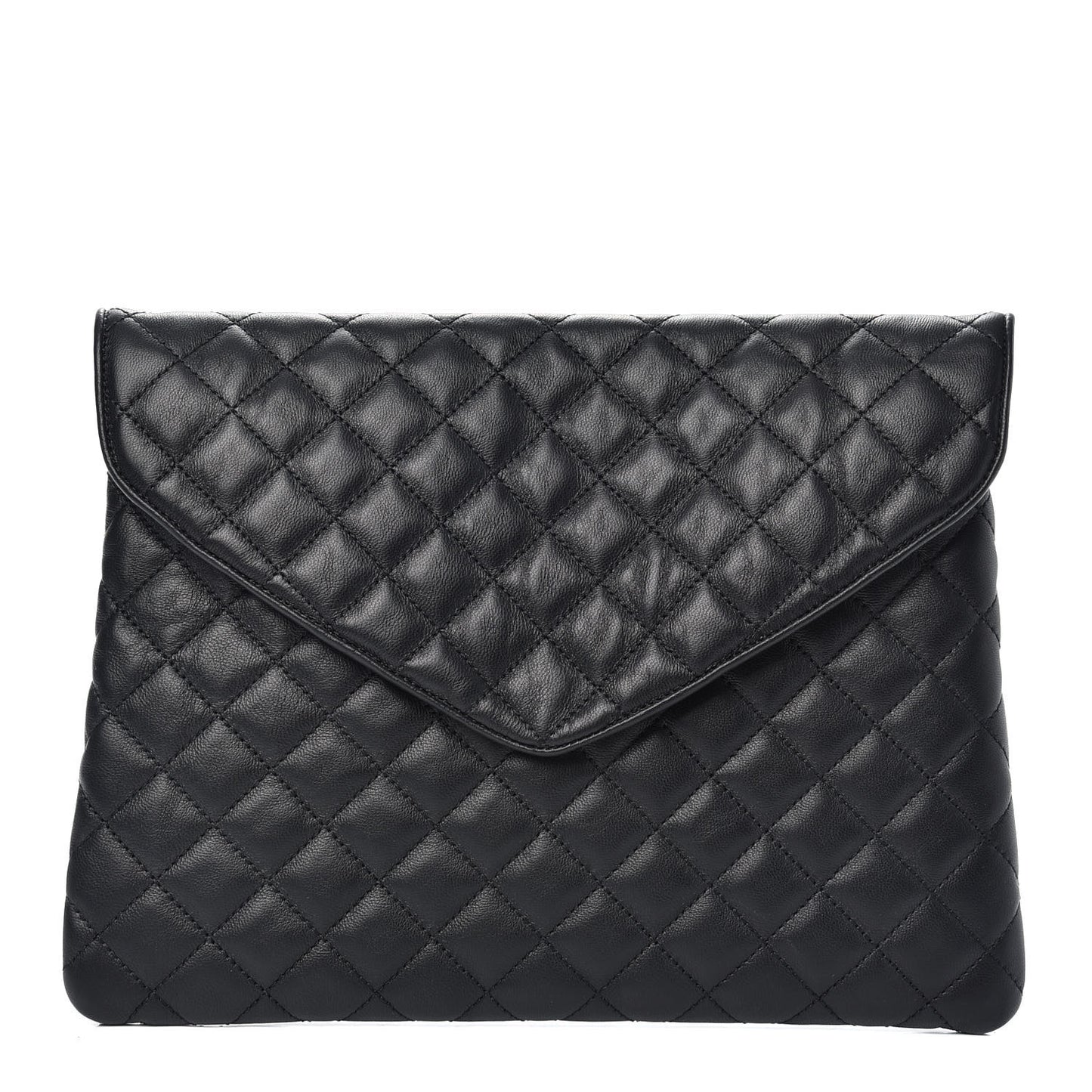 Lambskin Quilted Slipper Pouch Black