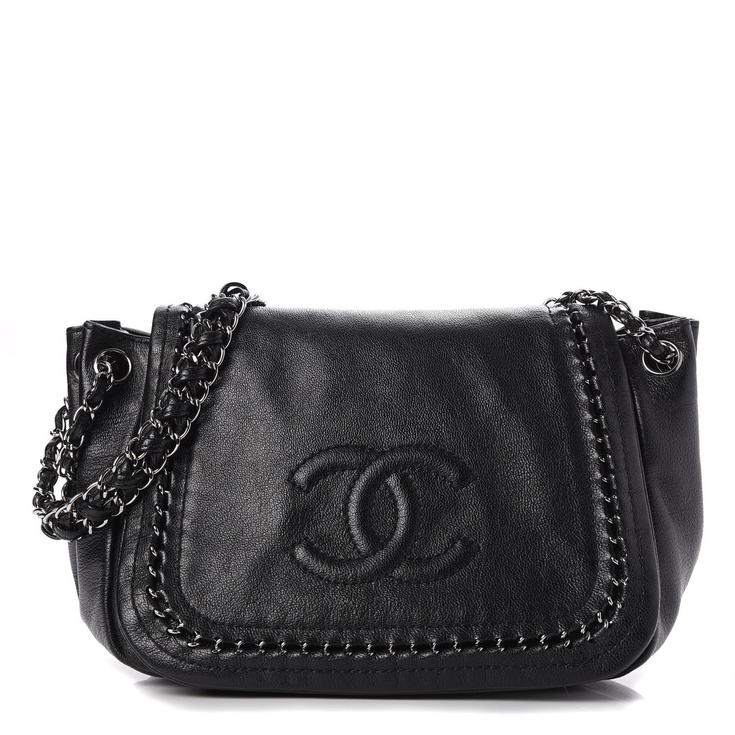 Chanel Metallic Goatskin Luxe Ligne Flap Black 1 of 8