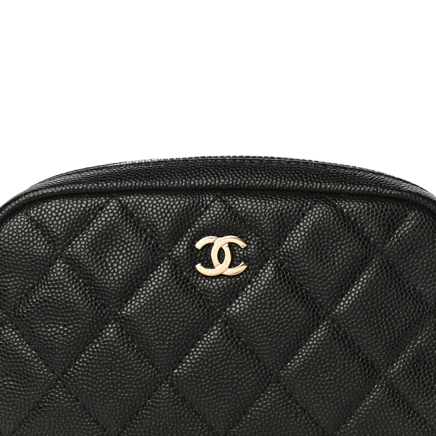 Caviar Quilted Small Curvy Pouch Cosmetic Case Black