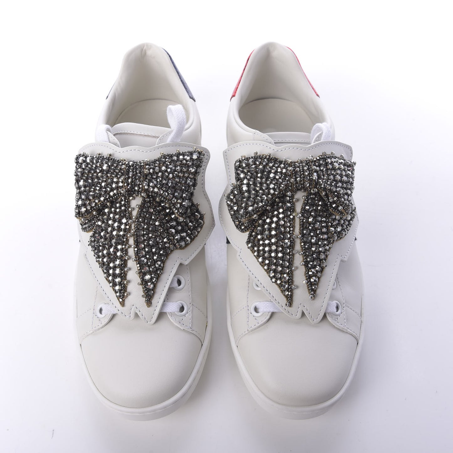 Calfskin Ayers Web Womens Ace Bow Lace Sneakers 38 White
