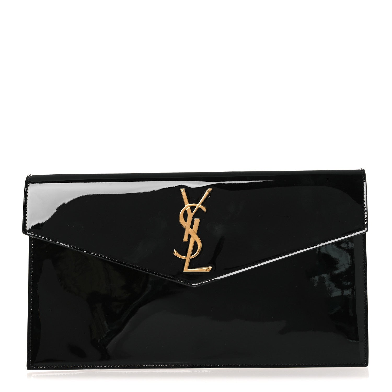 Saint Laurent Patent Calfskin Monogram Uptown Clutch Black 1 of 7