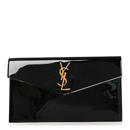 Saint Laurent Patent Calfskin Monogram Uptown Clutch Black 1 of 7