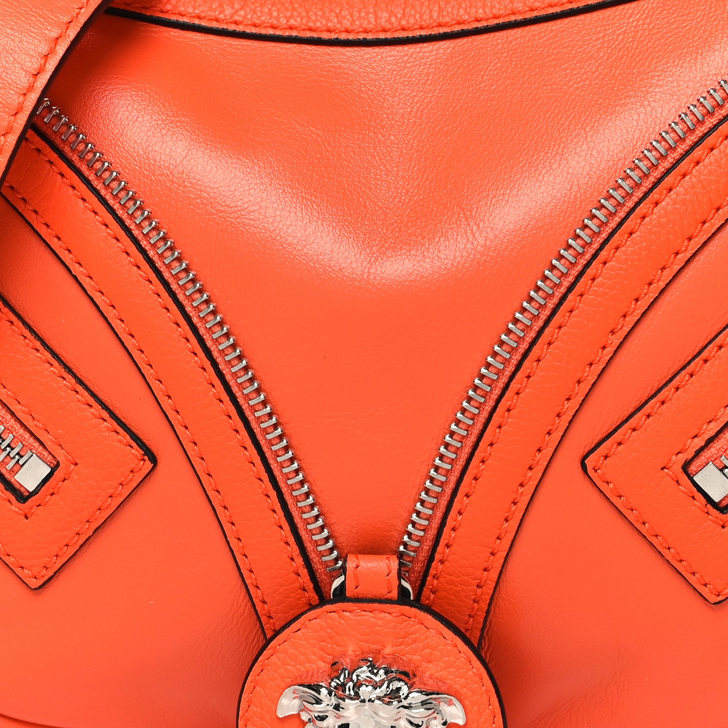 Versace Calfskin Small Repeat Zip Hobo Orange 7 of 9