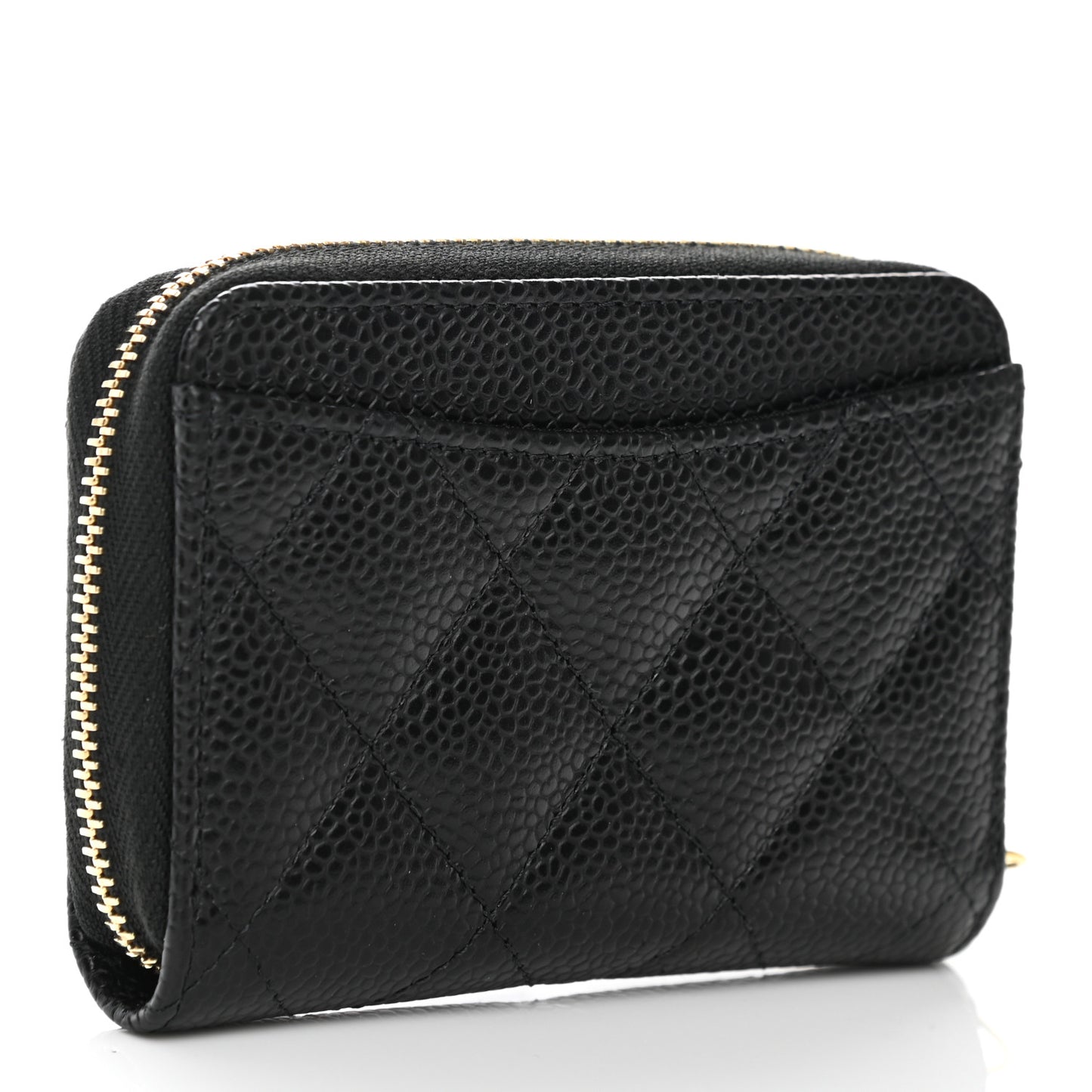 Caviar Quilted Classic Zipped Coin Purse Black