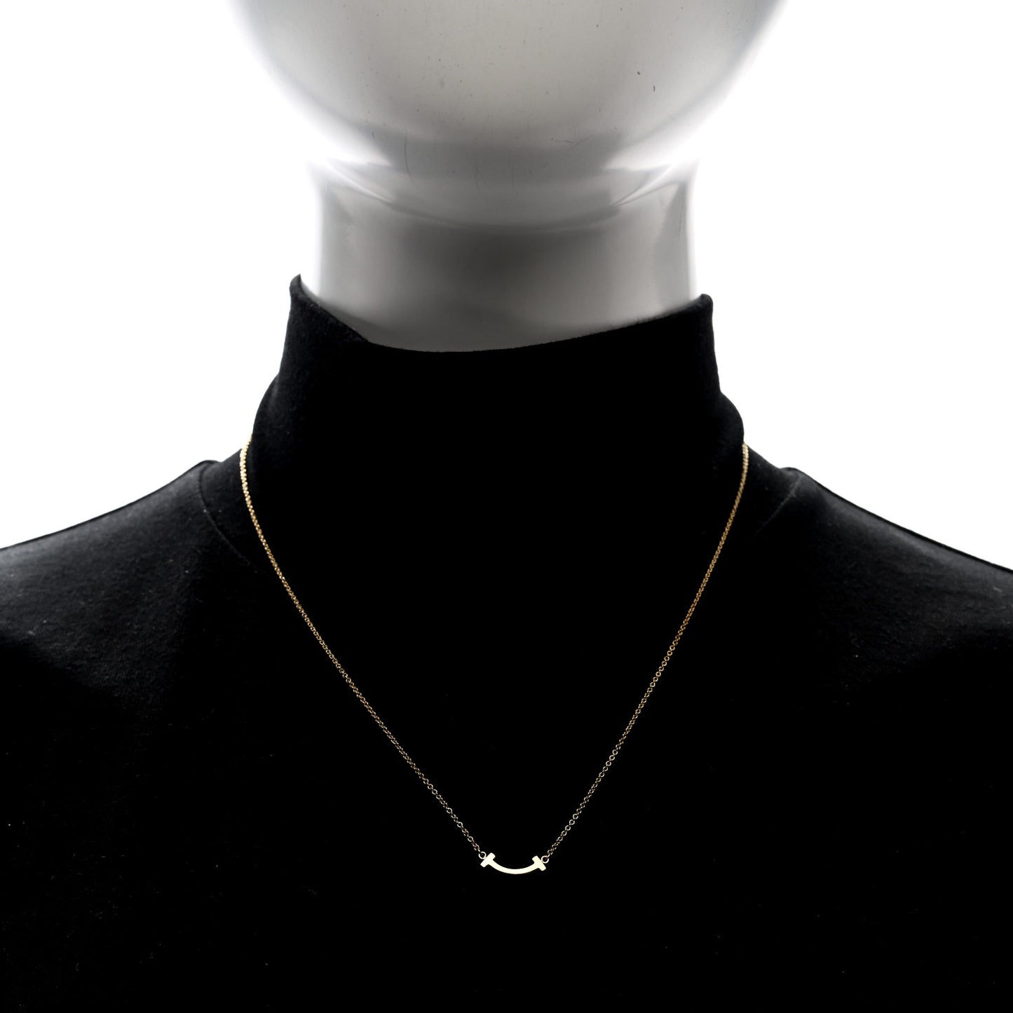 18K Yellow Gold Mini T Smile Pendant Necklace