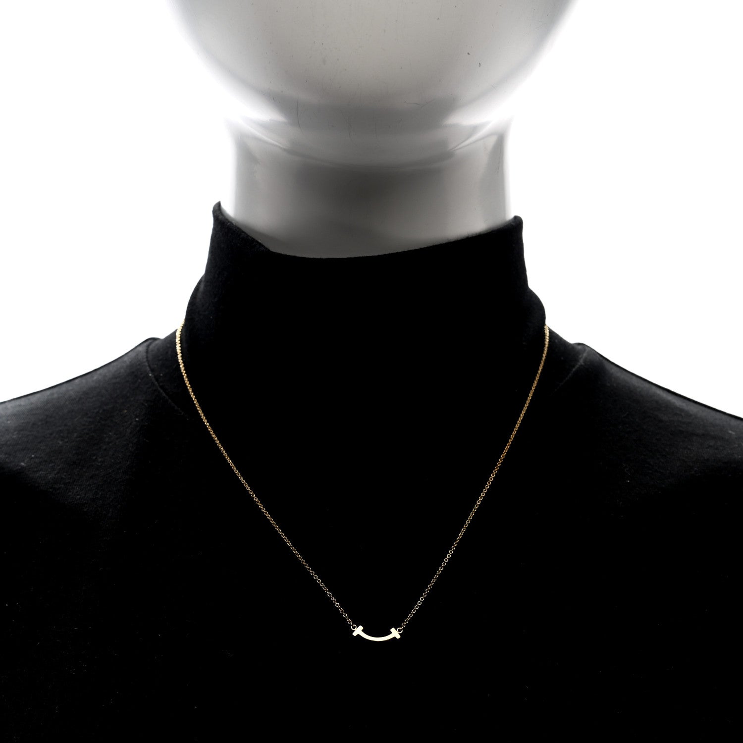 Tiffany 18K Yellow Gold Mini T Smile Pendant Necklace 2 of 5