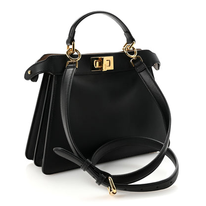 Fendi Vitello Seta Nappa Bi-Color Small Peekaboo I SEE U Satchel Black Light Rose Tortora 3 of 9