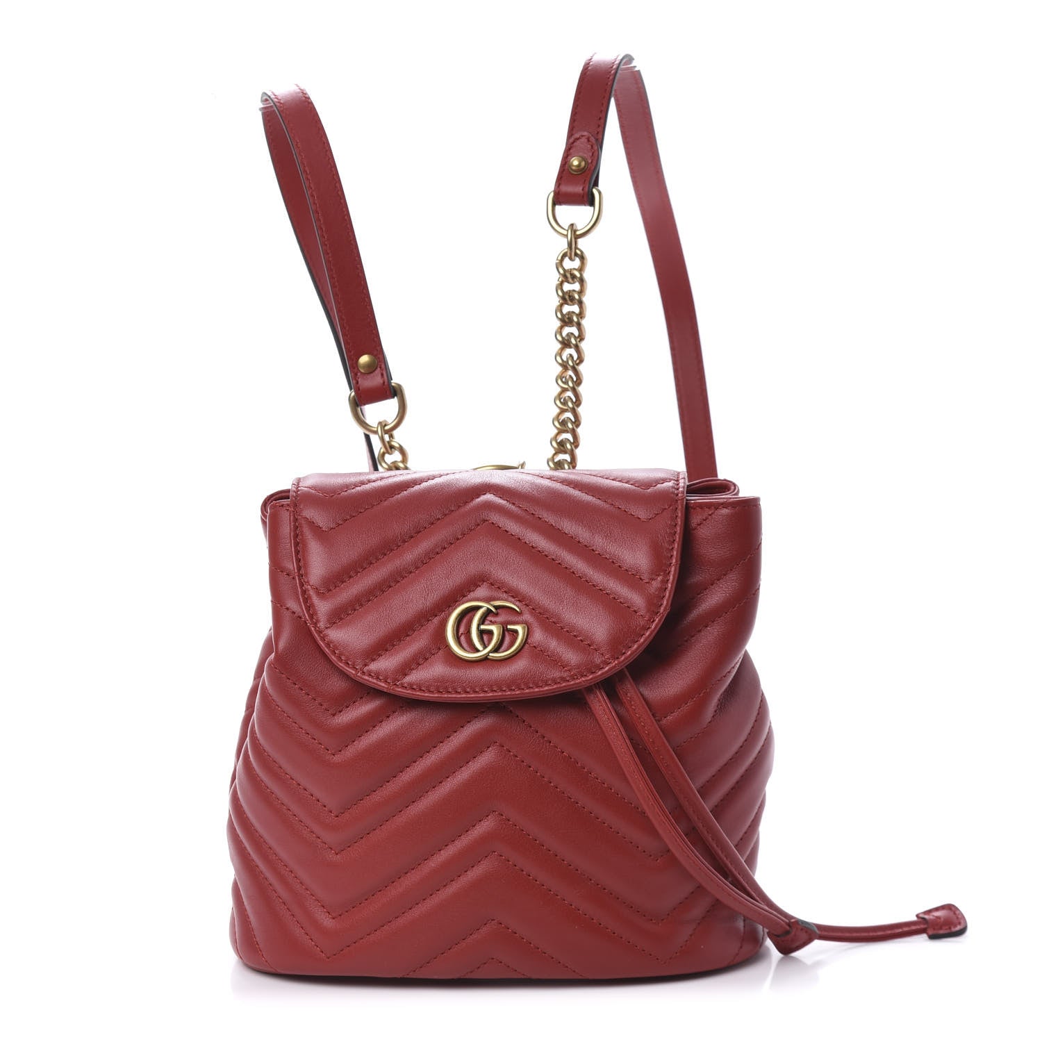 Gucci Calfskin Matelasse GG Marmont Flap Backpack Hibiscus Red 1 of 9
