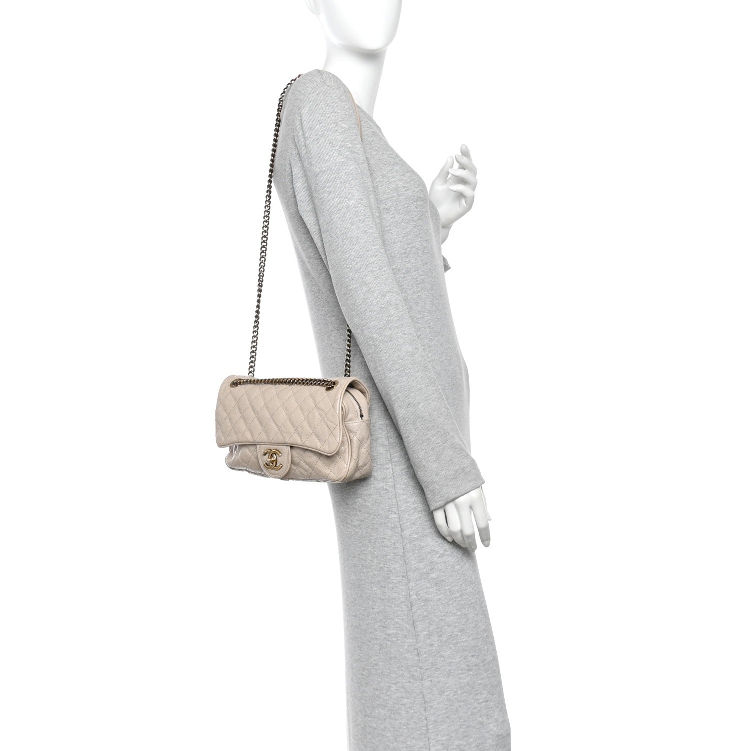 Chanel Crumpled Grained Calfskin Quilted Small Shiva Flap Beige 2 of 10