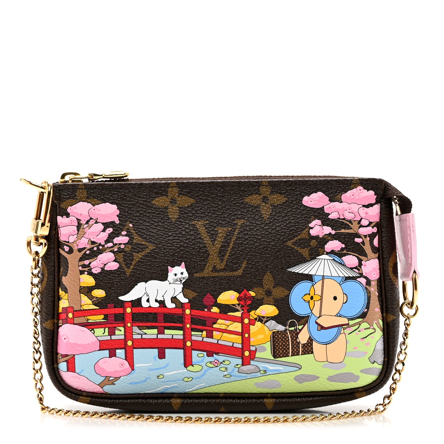 Monogram 2021 Christmas Animation Japanese Garden Mini Pochette Accessories Wisteria Pink