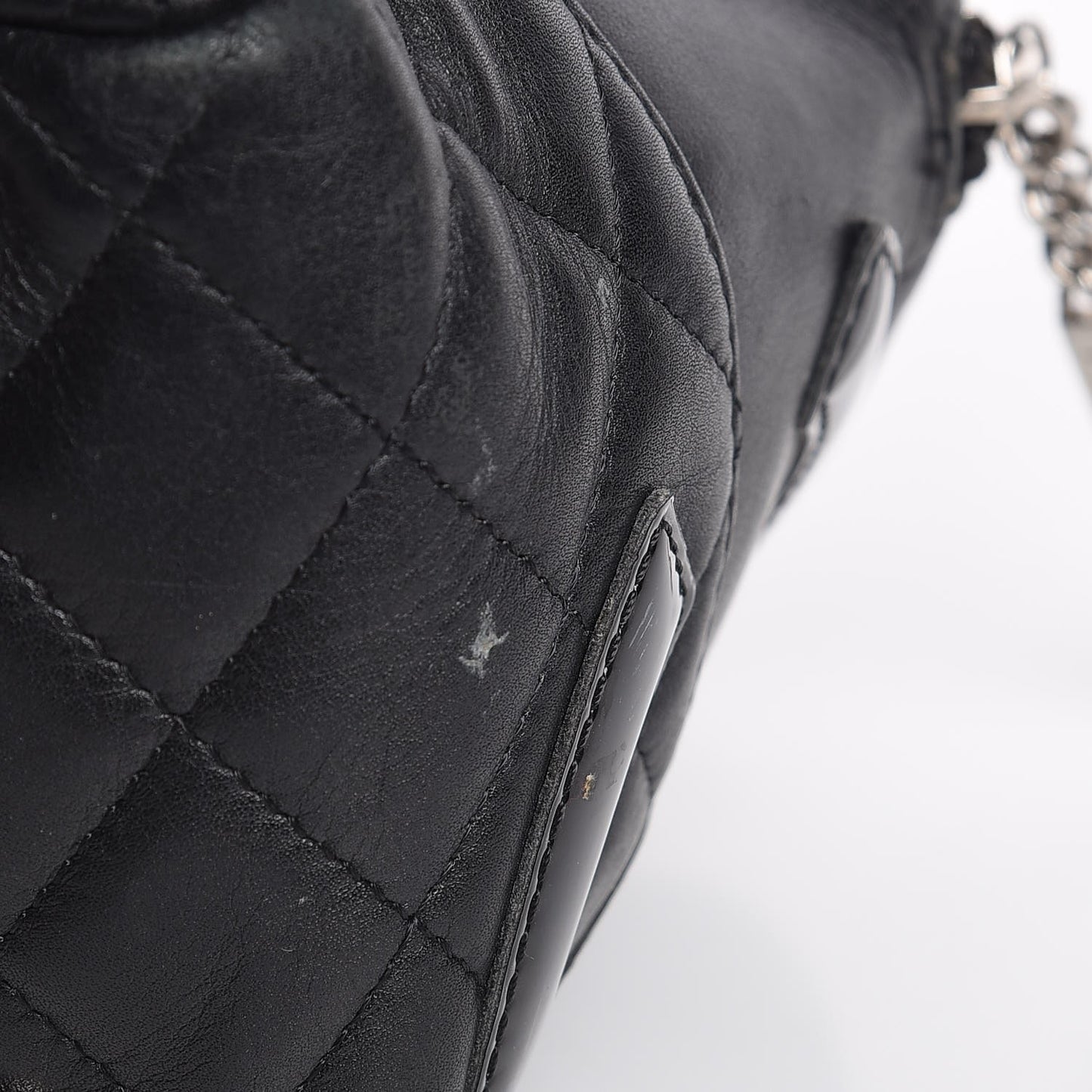 Calfskin Quilted Large Cambon Bowler Black