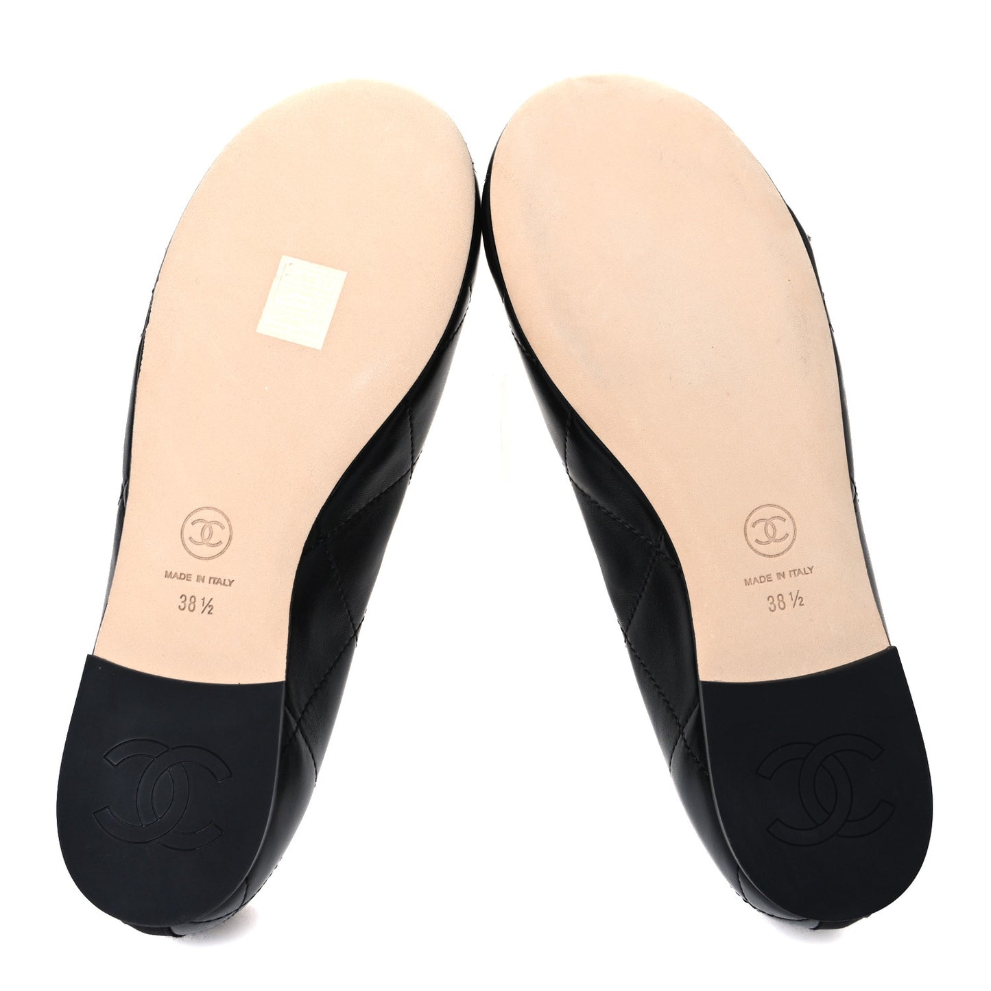 Lambskin Quilted CC Cambon Ballet Flats 38.5 Black White