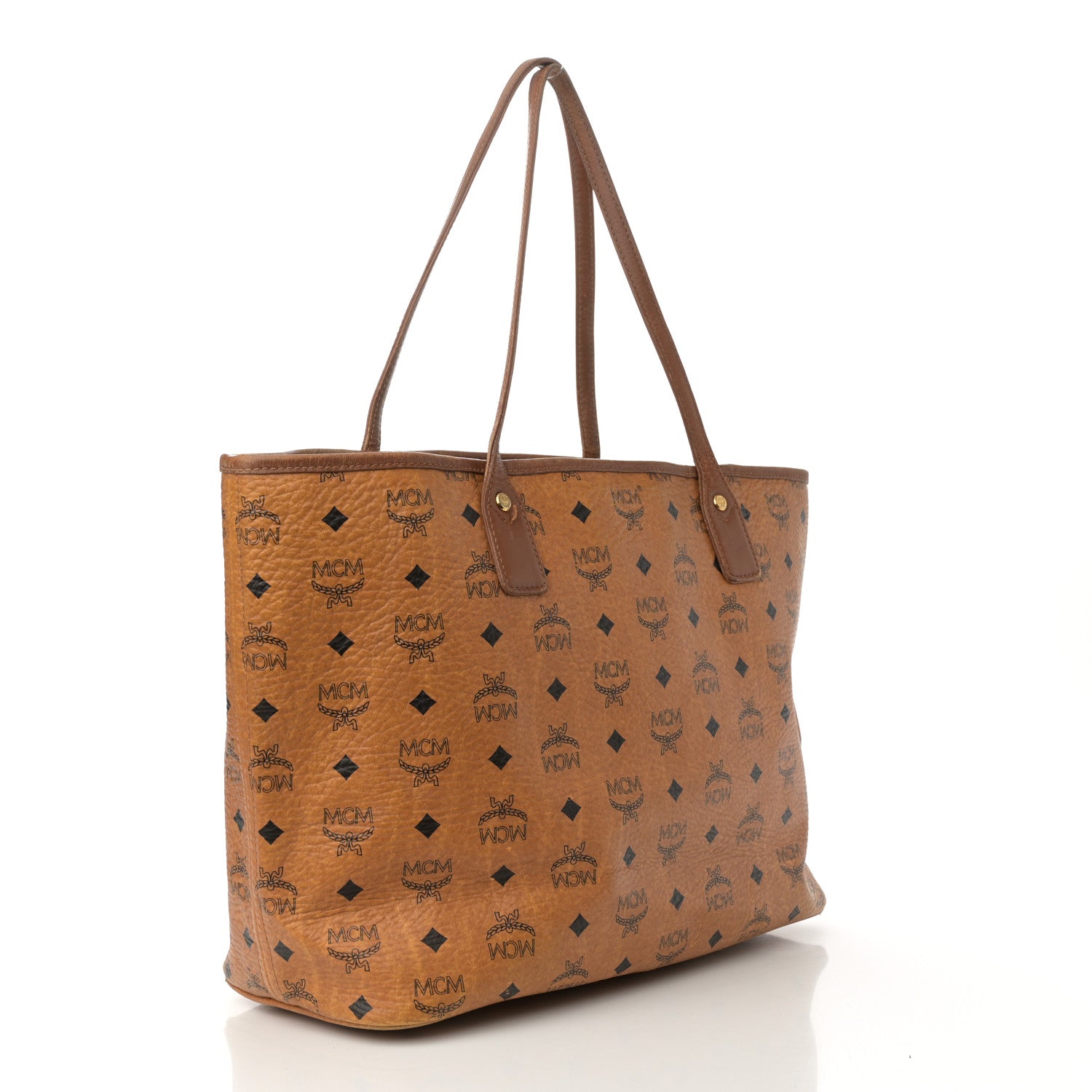 MCM Visetos Crocodile Embossed Medium Liz Shopper Tote Cognac 3 of 23