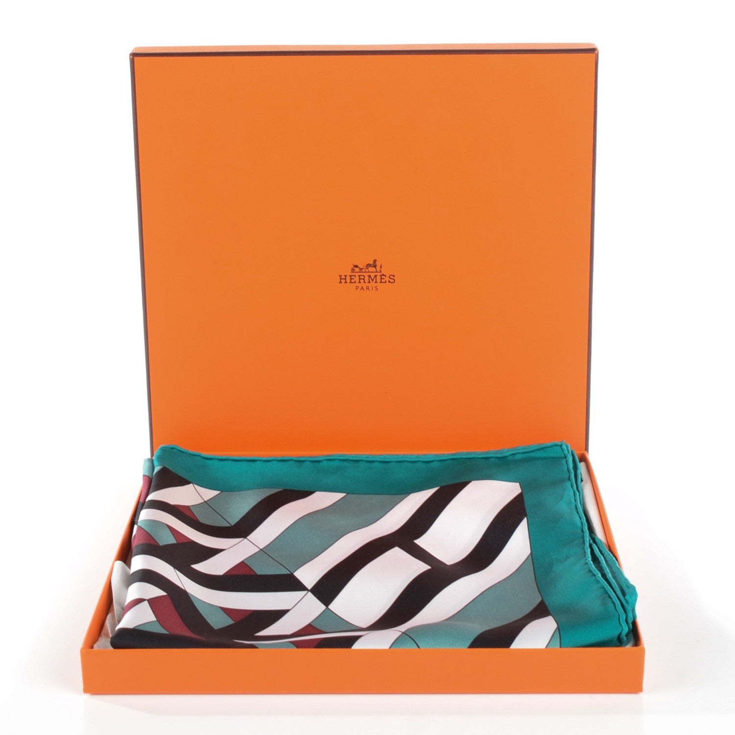 Hermes Silk Carre Cube Scarf 90 Canard Blanc Veronese 6 of 6