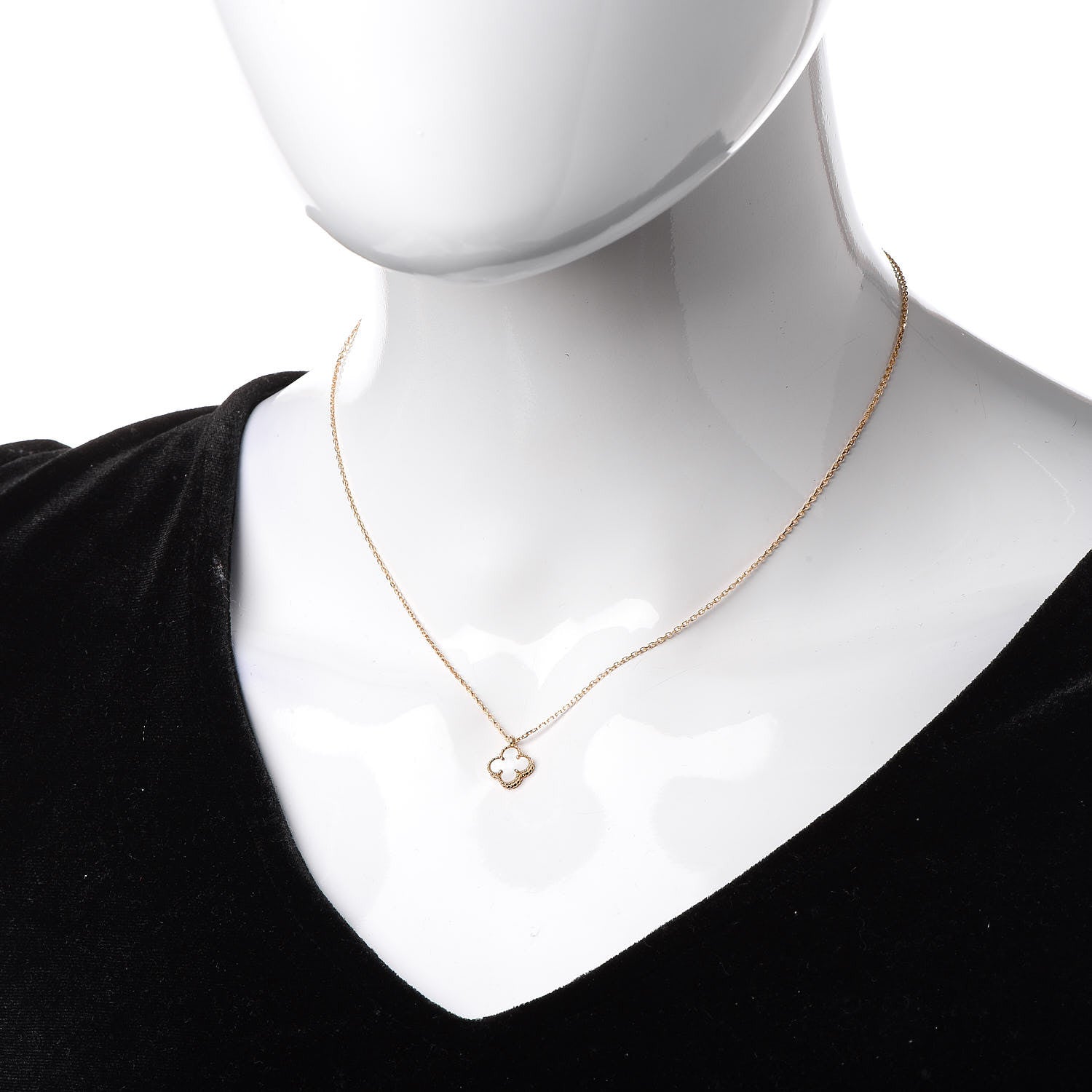 Van Cleef & Arpels 18K Yellow Gold Mother of Pearl Sweet Alhambra Pendant Necklace 2 of 7