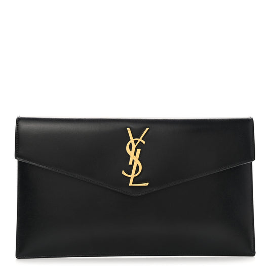 Smooth Shiny Calfskin Monogram Uptown Pouch Black