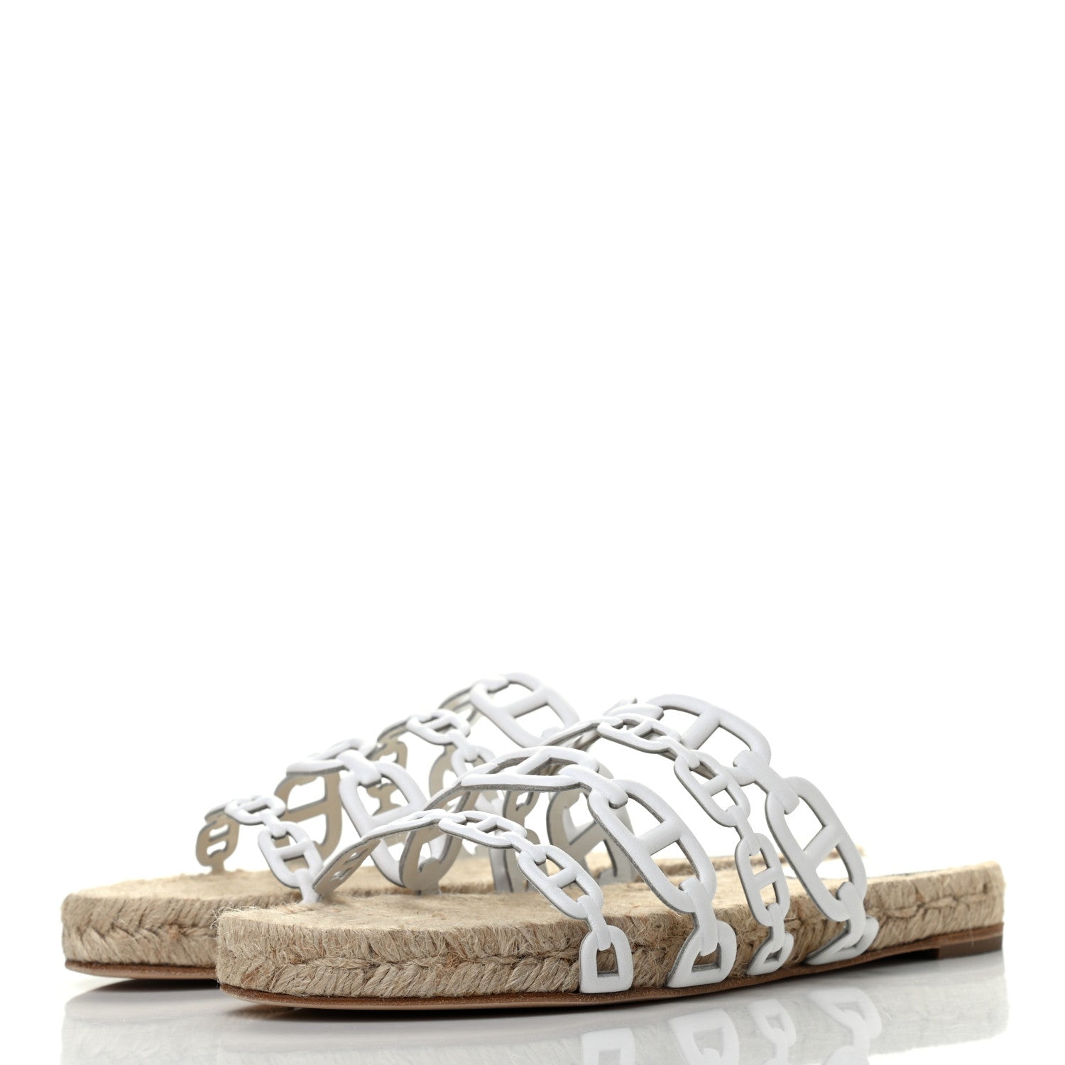 Hermes Nappa Ancone Espadrille Sandals 36 White Naturel 3 of 7