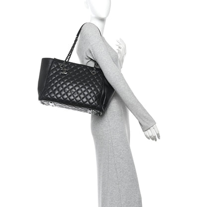 Chanel Lambskin Quilted Shopping Tote Black 2 of 10