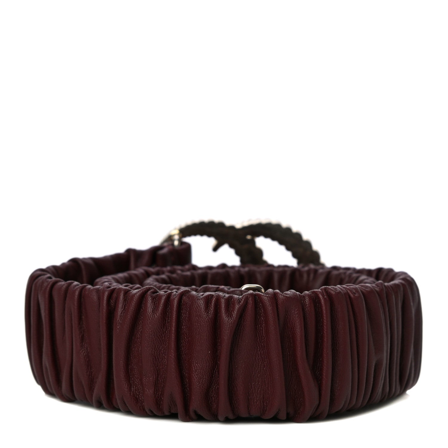 Gucci Calfskin Elastic Torchon Double G 40mm Belt 75 30 Burgundy 2 of 5