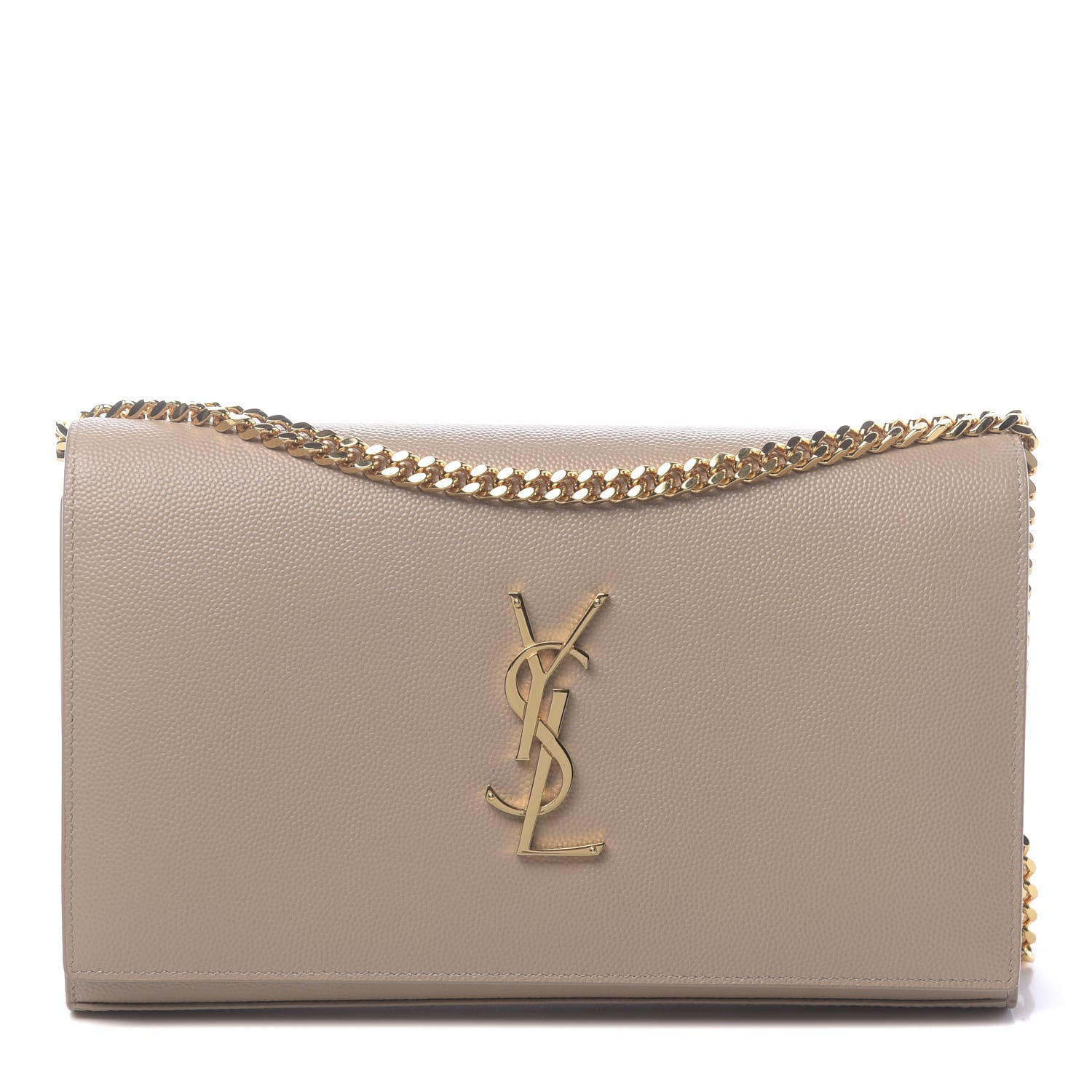 Saint Laurent Grain De Poudre Monogram Chain Wallet Dark Beige 1 of 10