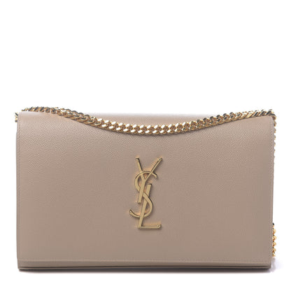 Saint Laurent Grain De Poudre Monogram Chain Wallet Dark Beige 1 of 10