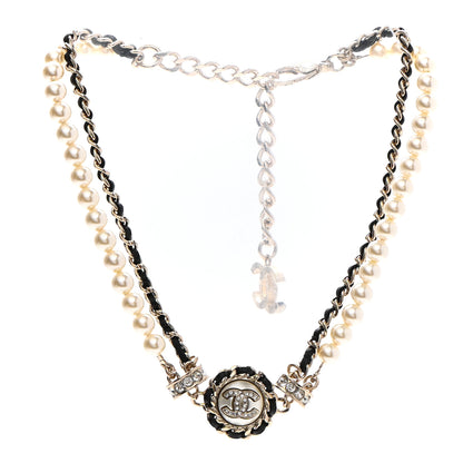 Chanel Pearl Crystal Lambskin CC Choker Gold Black 3 of 5