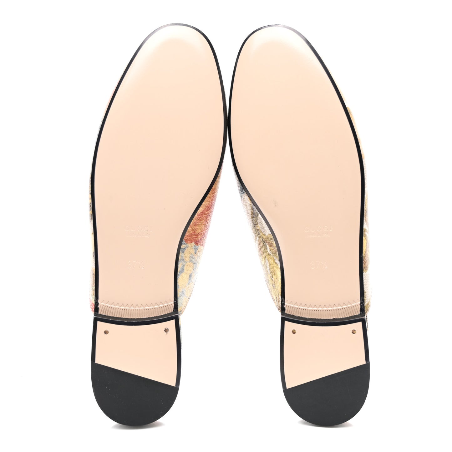 GG Supreme Monogram Malaga Kid Water Flora Womens Princetown Slippers 37.5 Beige White Multicolor Mystic White