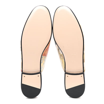 Gucci GG Supreme Monogram Malaga Kid Water Flora Womens Princetown Slippers 37.5 Beige White Multicolor Mystic White 5 of 8