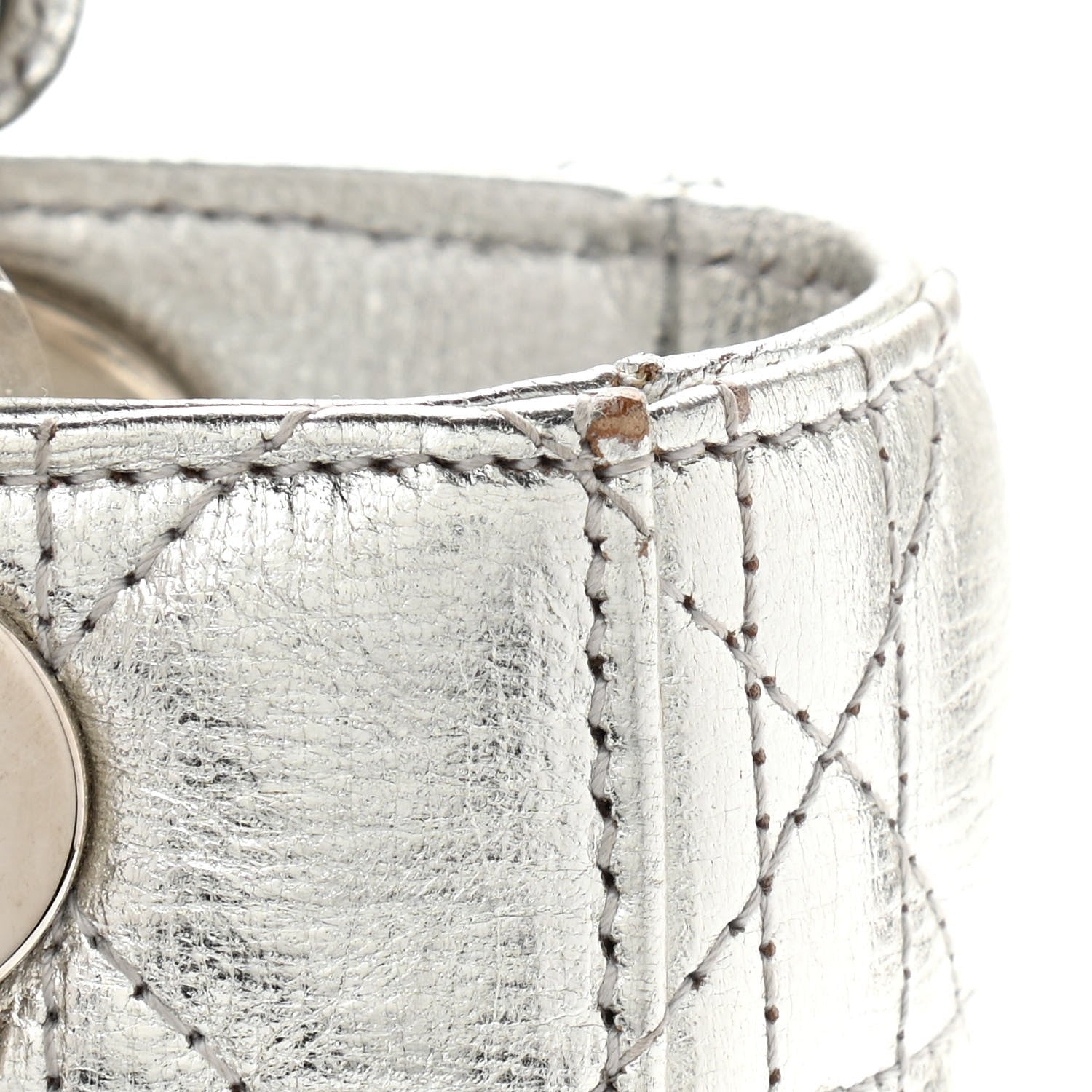 Christian Dior Metallic Grained Calfskin Cannage Small Lucky Badges My Lady Dior Silver 13 of 15