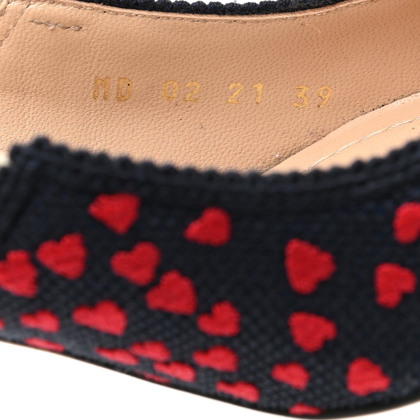 Canvas Ribbon Pop Heart I Love Paris Embroidered J'Adior Slingback 65mm Pumps 39 Red Multicolor