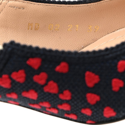 Christian Dior Canvas Ribbon Pop Heart I Love Paris Embroidered J'Adior Slingback 65mm Pumps 39 Red Multicolor 8 of 8