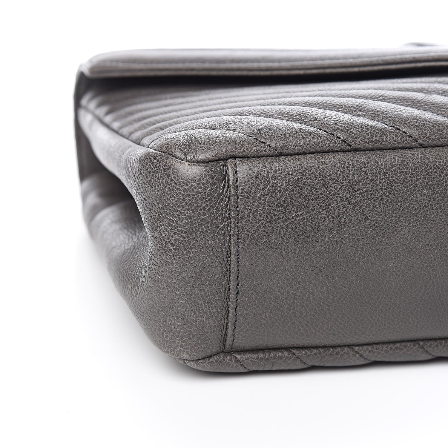 Saint Laurent Sheepskin Matelasse Chevron Monogram Large College Satchel Light Coal 8 of 12