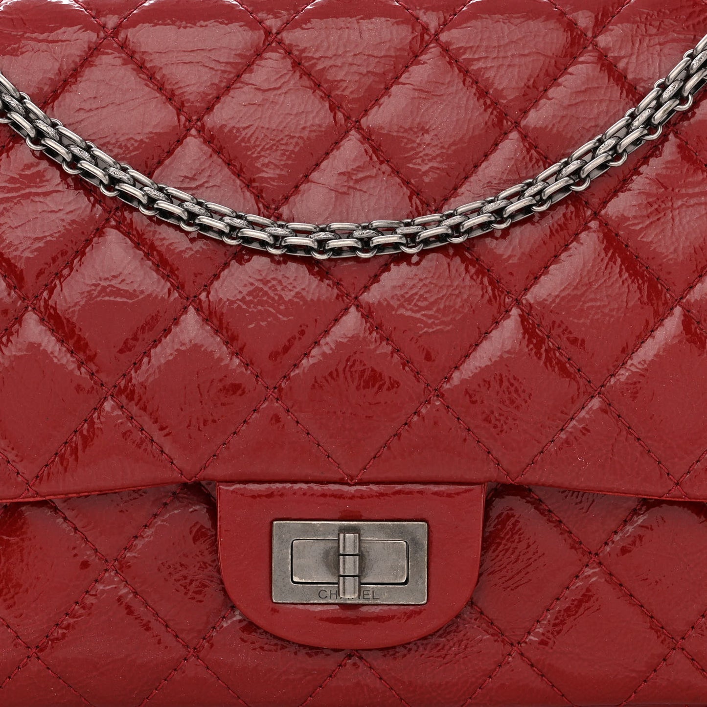 Aged Glazed Calfskin Quilted 2.55 Reissue 227 Flap Red