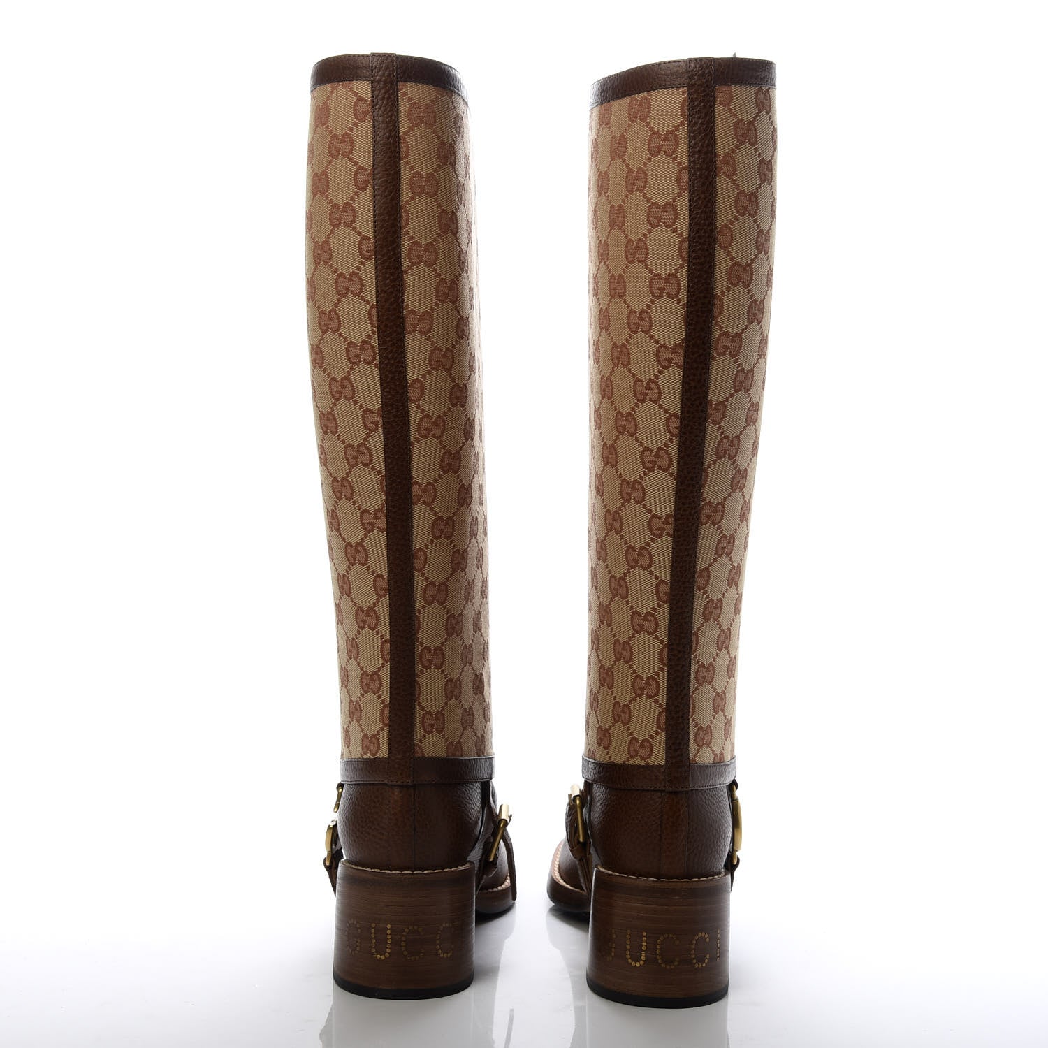 Gucci GG Monogram Calfskin Lola Tall Boots 38 Beige Ruggine Cuir 4 of 8